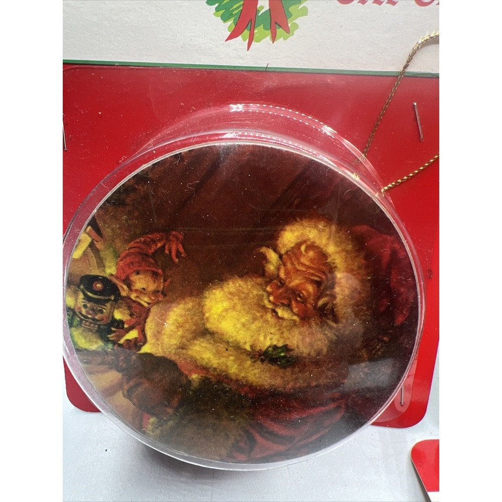 Vintage Victorian Box Container Christmas Ornament Lot Of 4 Santa Tree Trim NIP - Picture 2 of 9